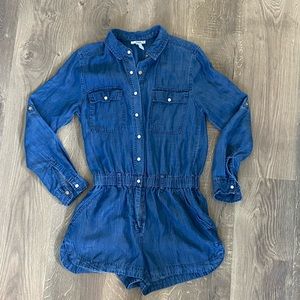 Denim button down romper